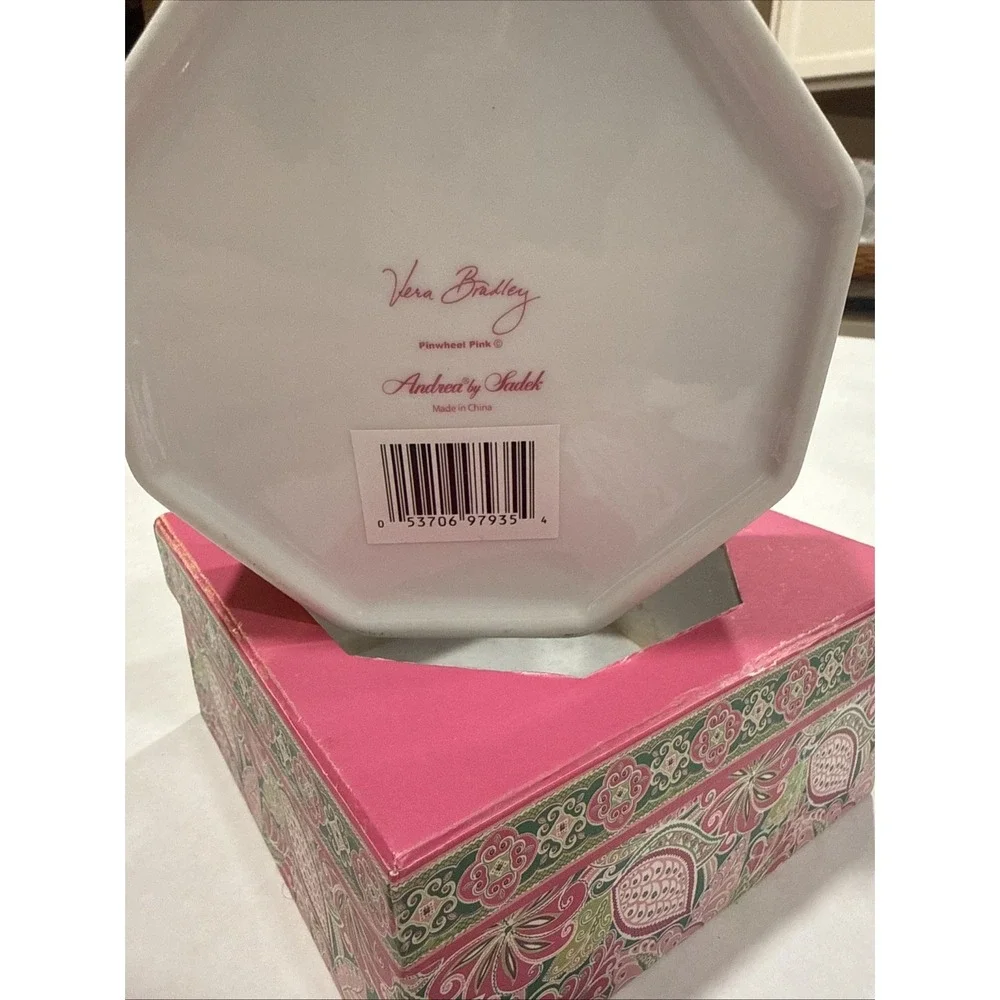 Vera Bradley Ceramic PINWHEEL PINK Trinket Box &Lid Andrea by Sadek